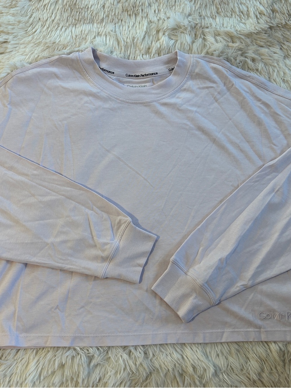 Calvin Klein Women’s Long Sleeve Crewneck Top - Light Pink
